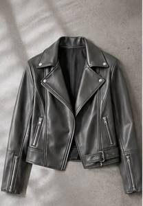 Chaqueta de Moto de Cuero PU para Hombre, Cuello Camisero, Cierre de Cremallera, Corte Ajustado, Largo Corto, para Otoño - Product Image 1