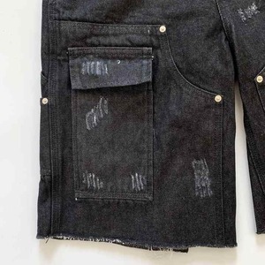 Denim Customized Men High Waist Loose Fit 100%Cotton Breathable Streetwear Casual Distressed Baggy Vintage Crystal Shorts - Product Image 2