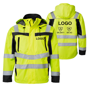 Chaqueta de seguridad para hombre, impermeable, reflectante, fluorescente, amarilla, para trabajo en invierno, diseño personalizado OEM, EN20471 EN343 - Product Image 1