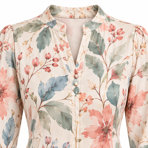 Vestido Maxi Floral Bohemio para Mujer, Manga Larga, Cuello en V, Estampado Elegante Informal, Estampado Botánico Rosa, Venta al por Mayor - Product Image 4