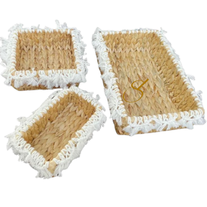 Paniers de rangement en jacinthe d'eau tressés à la main, organiseur décoratif, lot de 3 - Product Image 2