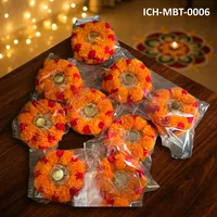 Guirlande de Diyas aux Fleurs de Souci, Meilleures Ventes, Décoration Ethnique Indienne Traditionnelle pour Fêtes, Pooja, Temple, Mariage