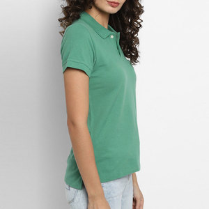 Polo de Mujer de Primera Calidad en Mezcla de Algodón, Estilo Casual, Top de Manga Corta con Diseño de Rayas para Uso Diario - Product Image 4