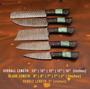 Juego de Cuchillos de Cocina LEGACY BLADES Premium de 5 Piezas, Duraderos y Sostenibles, de Damasco, con Mangos de Madera Ambidiestros, 67 Capas - Product Image 4