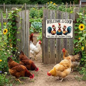 Targa Vintage in Latta con Scritta 'Benvenuti nel Nostro Pollaio' - Regalo per Fattoria, Cucina, Giardino e Decorazione Esterna - Product Image 3