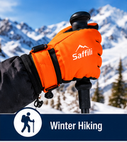 Gants de ski d'hiver Saffili, orange, imperméables, coupe-vent, isolés thermiquement, avec sangle de poignet réglable, unisexe
