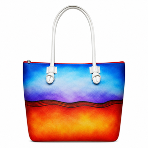 Hand Painted Genuine Leather Tote Bag Artisanal Horse Design Women's <b>Medium</b> Shoulder Bag Top Zip Closure Designer <b>Handbag</b> - Product Image 2