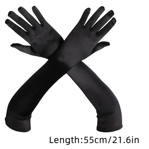 Gants longs en satin brillant extensibles pour femmes, pour cosplay, Halloween, opéra, mariage, mariée - Product Image 3