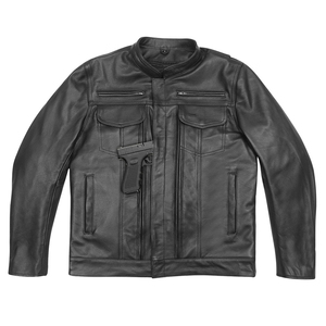 OEM Men's Black Leather Plus Size Anti-UV Breathable Windproof Full Sleeve Motorcycle Jacket All Seasons Riding Factory Direct - Product Image 3