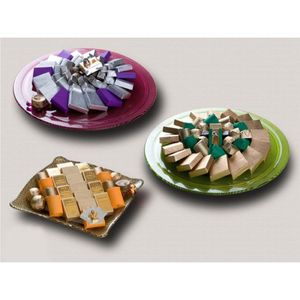 Ensemble de plateaux de service en verre luxueux |   Plateau décoratif pour bonbons et chocolats |   Assiette à dessert moderne et colorée pour la décoration de mariage et de la maison - Product Image 1