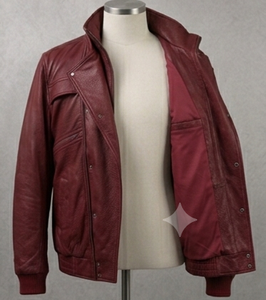 Chaqueta de hombre estilo baggy de cuero de cordero rojo premium con cierre de cremallera, estilo oversize para streetwear. - Product Image 4