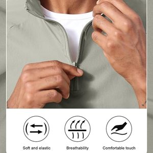 <b>Men's</b> Casual Quarter Zip <b>Pullover</b>-Athletic Windbreaker Lightweight Jackets Hiking Golf for <b>Men</b> Mock Neck with Pockets - Product Image 3
