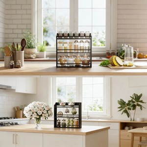 Wooden Spice Rack <b>Kitchen</b> Organizer <b>Pantry</b> Storage Shelf Perfect For Keeps Spices Fresh And Protected From Moisture And Dust - Product Image 3