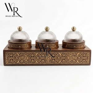 Ramadan Luxury Durable Eco-Friendly Insulated Casserole Set Tableware Collection Decorative Glass Cloche Covers Wooden Bases Eid - Product Image 5