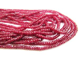 Perles de rubis naturel facettées de qualité supérieure, 3 à 4 mm, vendues par brin de 8 pouces de long - Product Image 5
