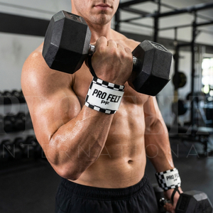 Whole <b>Sale</b> Top Quality Cotton Elastic Wrist Wraps <b>for</b> Weightlifting Gym Training Powerlifting Support Checkerboard Design Straps - Product Image 3