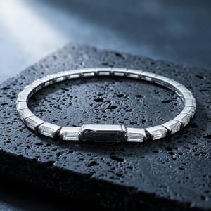 Gold/Silver Plated Silver Moissanite Baguette Cut Tennis Bracelet Unisex Bridal <b>Gift</b> for Wedding & Anniversary - Product Image 1