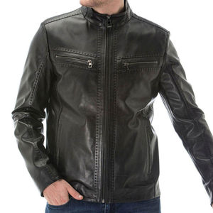 Veste en cuir décontractée moderne pour homme, en toile et cuir de vache, design avant élégant, haute qualité, imperméable et écologique, pour usage quotidien - Product Image 1