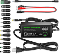 Adaptateur universel AC/DC 72W 3V-24V 3A, alimentation réglable avec 13 embouts, convertisseur de polarité, câble de test alligator
