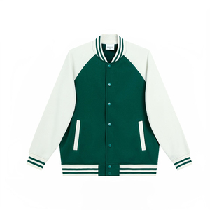 เสื้อแจ็คเก็ตวาร์ซิตี้สีกรมท่าขาวสำหรับผู้ชาย สไตล์พรีปปี้ เสื้อโค้ทเบสบอลทรงปกติ ปกเสื้อพับลง กระดุมแถวเดียว ผ้าโพลีเอสเตอร์ - Product Image 6
