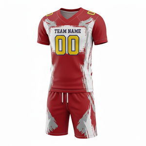 Ensemble de maillot et short de football américain personnalisé, sublimé, respirant, avec logo sur le devant, 100 % polyester, antibactérien - Product Image 4