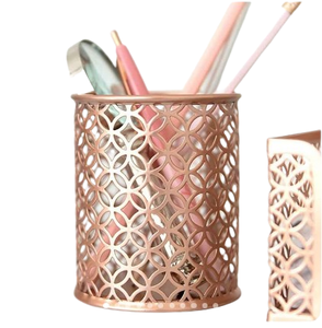Soporte de papelería de hierro de calidad superior, soporte de bolígrafo de alambre de hierro con acabado de oro rosa, soporte de papelería para lápiz de tendencia de escritorio de oficina - Product Image 6
