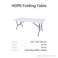 Table pliante d'extérieur moderne, légère et durable en HDPE