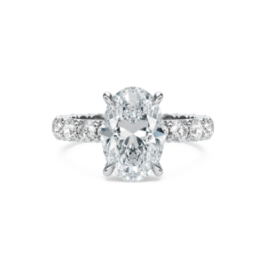 Bague de fiançailles, de mariage et d'anniversaire de luxe Alessandra en or massif 14 carats avec diamant taille ovale personnalisé - Product Image 3