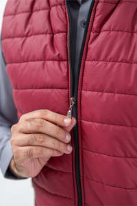 <b>Men's</b> <b>Red</b> Quilted <b>Vest</b> Stand Collar Windproof Casual Outerwear Polyester Zipper Closure Regular Length Solid Color - Product Image 3