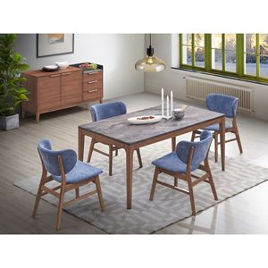 Set di 2 sedie da pranzo imbottite blu e noce - Product Image 5