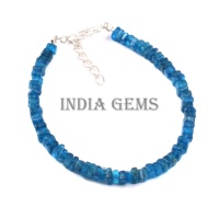 Bracelet en Apatite de forme carrée perles de pierres précieuses 925 bijoux en argent Bracelet réglable perles d'apatite bleu Heishi naturel