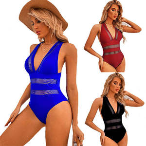 Traje de Baño de Dos Piezas con Cuello Halter para Mujer, Diseño de Malla Hueca, Estampado Floral Elástico, Spandex/Poliéster, Bordado, Ropa de Playa - Product Image 1