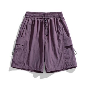 Shorts en nylon beige et marron contrastant pour femme, taille élastique, décontracté, été, sport, vêtements de détente, personnalisé par le fabricant - Product Image 4