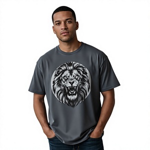 <b>Men's</b> O-Neck Soft Cotton Jersey Oversize T-Shirt Heavyweight Boxy Fit <b>Cropped</b> <b>Top</b> Solid Front Quick Dry 260g Casual Streetwear - Product Image 5