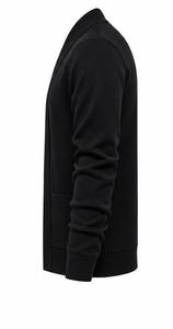 Cardigan en maille mélange de coton coupe ajustée pour homme, confortable, ouvert sur le devant, noir uni, décontracté, pour l'automne, avec poches, longueur standard - Product Image 3