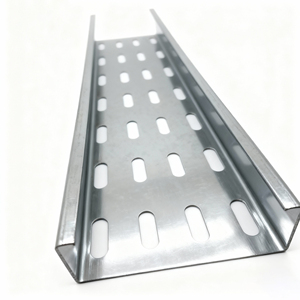 Canaux de câblage en acier perforé de type cheminée pour usage industriel avec hauteur de rail latéral de 50 à 200 mm et plusieurs finitions de surface - Product Image 1