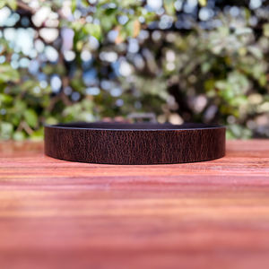 Cinturón Formal de Cuero de Búfalo Perforado con Cera Dura y Acabado Envejecido, Hebilla de Aleación de Zinc Plateada con Acabado Artesanal, Doble Anilla, 35MM - Product Image 4