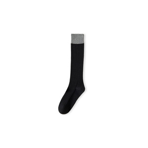 Contrast Cuff Knee High Socks Ribbed Cotton Long Stockings Soft Breathable Calf Length Hosiery Casual School Style Socks - Product Image 4