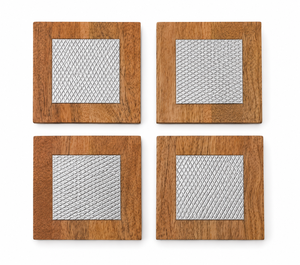 Handmade Metal Mango Wood <b>Drink</b> <b>Coasters</b> for Tea Cups, Coffee Mugs and Contemporary Home Decoration - Product Image 5