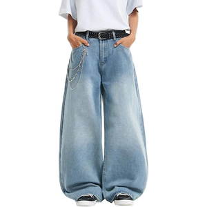 Jean en denim ample pour homme style vintage, coupe décontractée, noir délavé, pantalon baggy, mode streetwear - Product Image 1