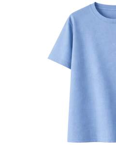 Camiseta de Mujer Azul Cielo Personalizada con Bordado de Patchwork, Cuello Redondo de Algodón Suave, Manga Corta Informal, Top Ligero de Verano - Product Image 3