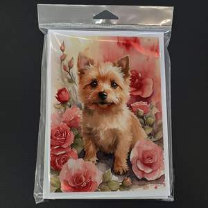 Norwich Terrier Valentine Roses Whimsical A7 Greeting Cards Pack of 8 Blank Note Cards with <b>Envelopes</b> <b>5x7</b> Size - Product Image 3