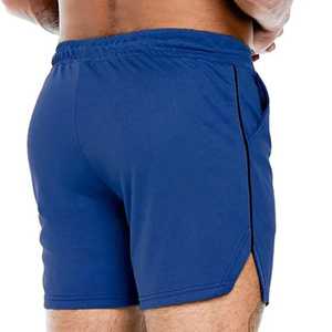Pantalones Cortos Deportivos de Secado Rápido para Hombre, Color Azul, con Bolsillos, Cintura Elástica, Longitud Media, Tejido de Poliéster, Color Sólido - Product Image 1