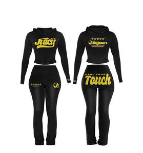 Conjunto de Sudadera Corta con Cremallera y Pantalones de Chándal, Chándales Personalizados, Conjunto de Jogger con Bordado Vintage Desgastado, Chándales de Streetwear para Mujer - Product Image 6