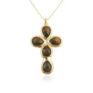 Wholesale Gemstone Labradorite 18k Gold Plated Brass Pear Cut Teardrop Shape Minimalist Statement Trendy Pendant Gift For Party - Product Image 1