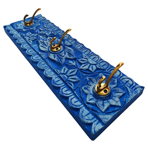 Smart Art Wood Carving Blue Washed Decorative Wood <b>Wall</b> <b>Key</b> <b>Hook</b> Modern Decor Hand Carve <b>Wall</b> Mounted <b>Key</b> Hanger Engineered Wood - Product Image 4