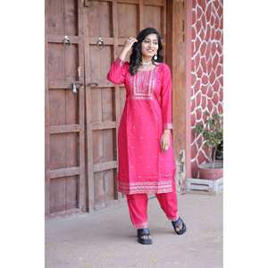 Women's XL Size <b>Sequins</b> Embroidery Work Party Wear <b>Top</b> and Bottom Set - Product Image 3