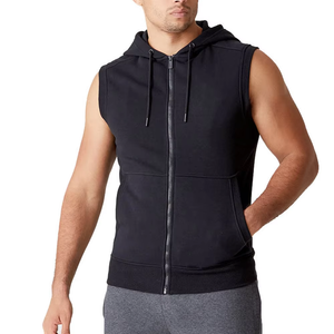 Oem Wholesale Price Men Autumn Solid <b>Workout</b> Sleeveless <b>Hoodies</b> for Gym Fitness-Spandex Cotton Slim Fit Anti-shrink Eco-Friendly - Product Image 5
