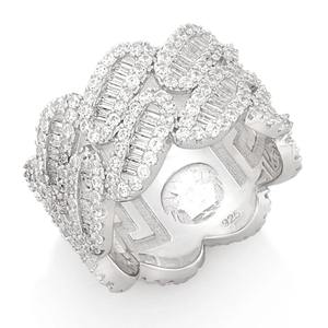 Luxury Iced Out Cuban Link <b>Ring</b> Moissanite <b>Silver</b> <b>Statement</b> Band Hip Hop Unisex Bling Jewelry - Product Image 5