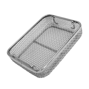Cesta de Drenaje Rectangular de Acero Inoxidable con Marco de Malla Metálica para Sala de Suministros Quirúrgicos - Product Image 1